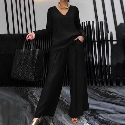 Women's V-Neck Casual 2-Piece Lounge Set