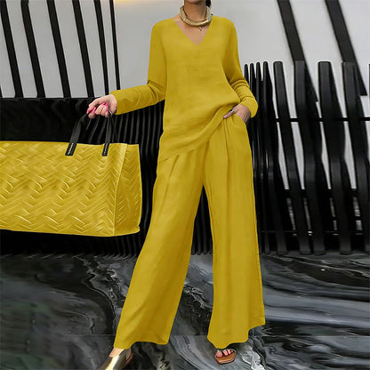 Women's V-Neck Casual 2-Piece Lounge Set