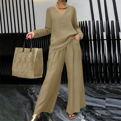 Women's V-Neck Casual 2-Piece Lounge Set