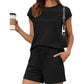 📢📢50% OFF !! ⏰Women's Pintuck T-Shirt & Drawstring Shorts 2-Piece Set