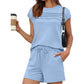 📢📢50% OFF !! ⏰Women's Pintuck T-Shirt & Drawstring Shorts 2-Piece Set