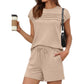 📢📢50% OFF !! ⏰Women's Pintuck T-Shirt & Drawstring Shorts 2-Piece Set