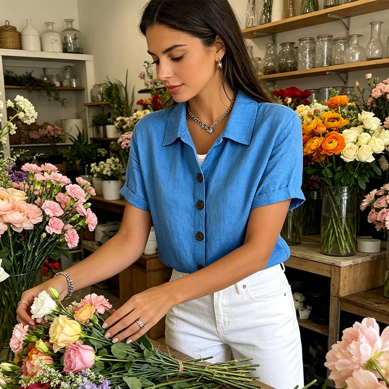 🔥2026 New Arrivals Special Offer-Women's Summer Casual Cotton-Linen Shirt