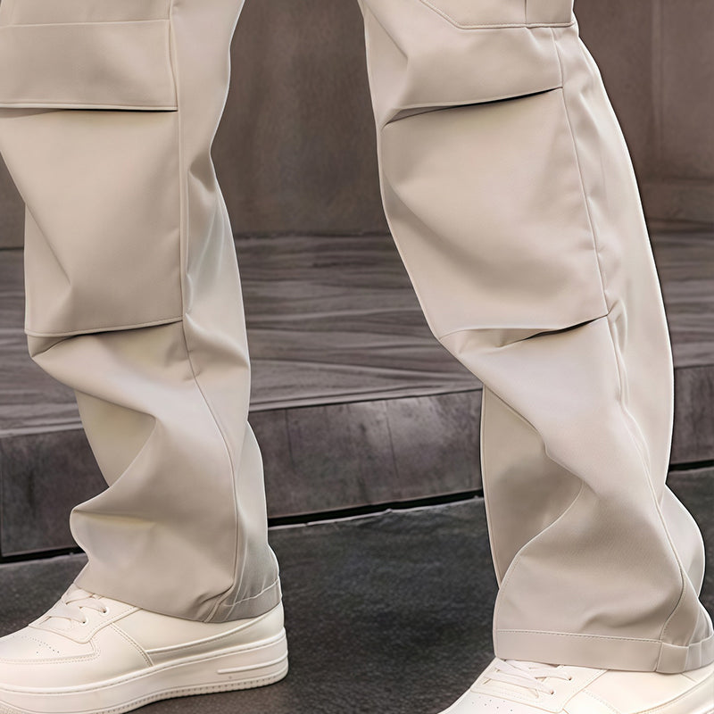 Multi-Pocket Straight-Leg Cargo Pants for Men