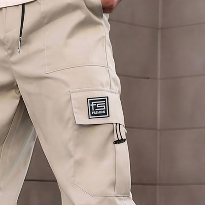 Multi-Pocket Straight-Leg Cargo Pants for Men