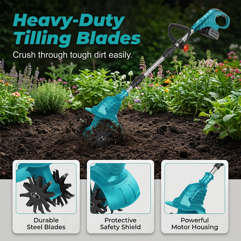 🌱 Cordless Garden Tiller ✅ Adjustable Handle & Powerful Blades | Easy Soil Cultivation 🔋 -50% TODAY ONLY 🔥