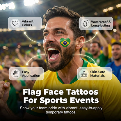 (10PCS)🏆World Cup 2026 Deals⚽🔥World Cup Flag Temporary Tattoos for Sports Fans🥳