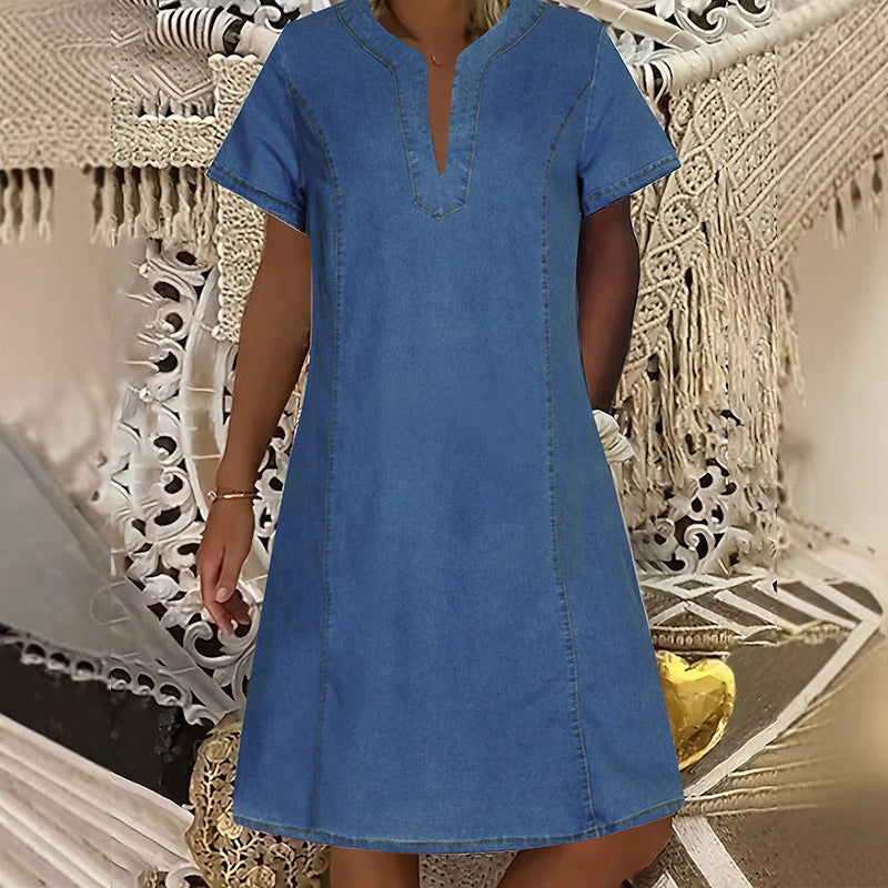 ⏳Time-Limited Special⏰Women's Short Sleeve V-Neck Denim Dress