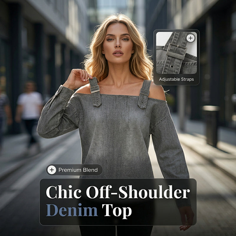 👕 LIMITED-TIME 49% OFF! ✨ Women's Denim Top – Wide Strap, Fashion, Casual ✨