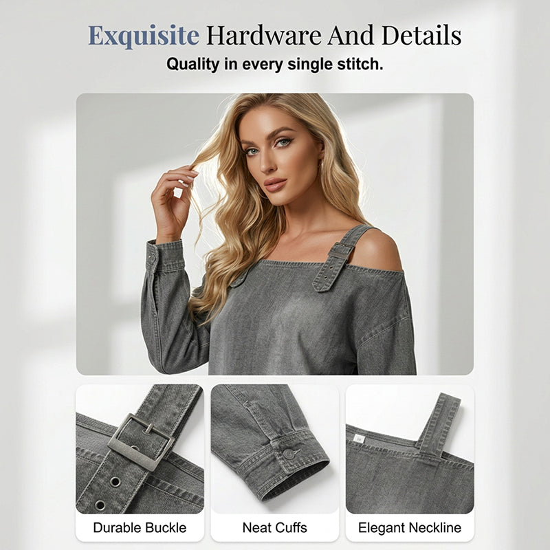 👕 LIMITED-TIME 49% OFF! ✨ Women's Denim Top – Wide Strap, Fashion, Casual ✨