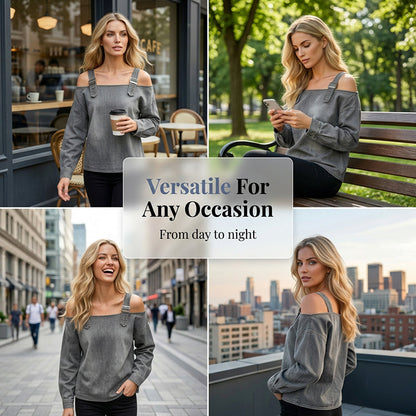 👕 LIMITED-TIME 49% OFF! ✨ Women's Denim Top – Wide Strap, Fashion, Casual ✨