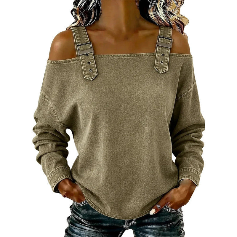 👕 LIMITED-TIME 49% OFF! ✨ Women's Denim Top – Wide Strap, Fashion, Casual ✨