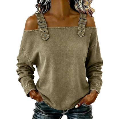 👕 LIMITED-TIME 49% OFF! ✨ Women's Denim Top – Wide Strap, Fashion, Casual ✨