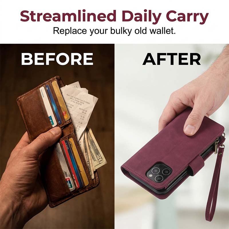 2-in-1 Magnetic PU Leather Wallet Case