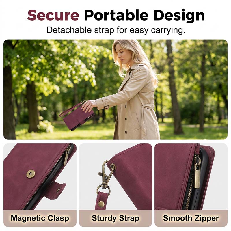 2-in-1 Magnetic PU Leather Wallet Case