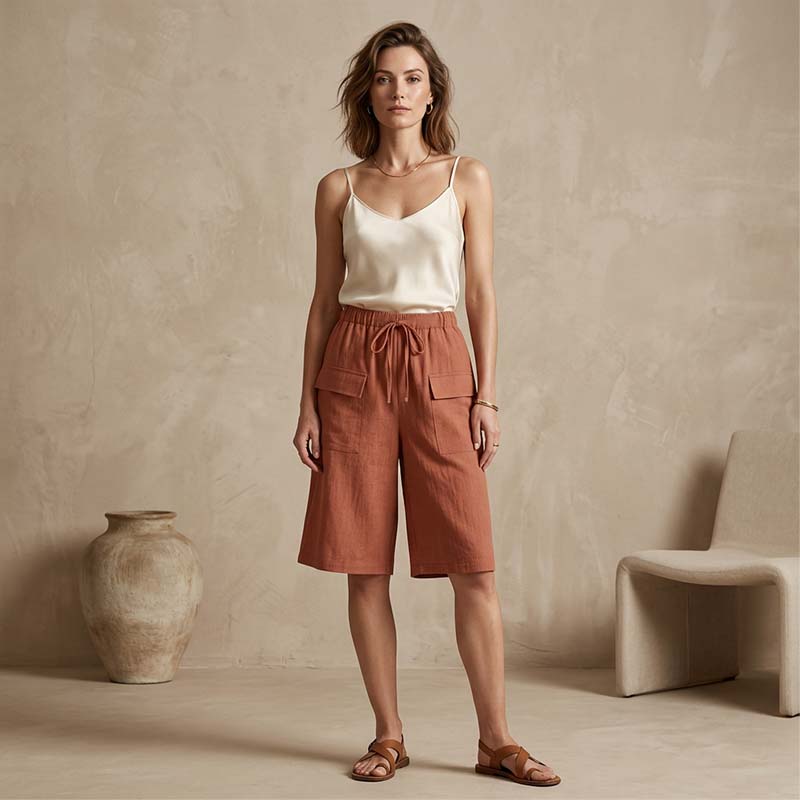 （S-4XL）Women's Casual Drawstring Capri Shorts