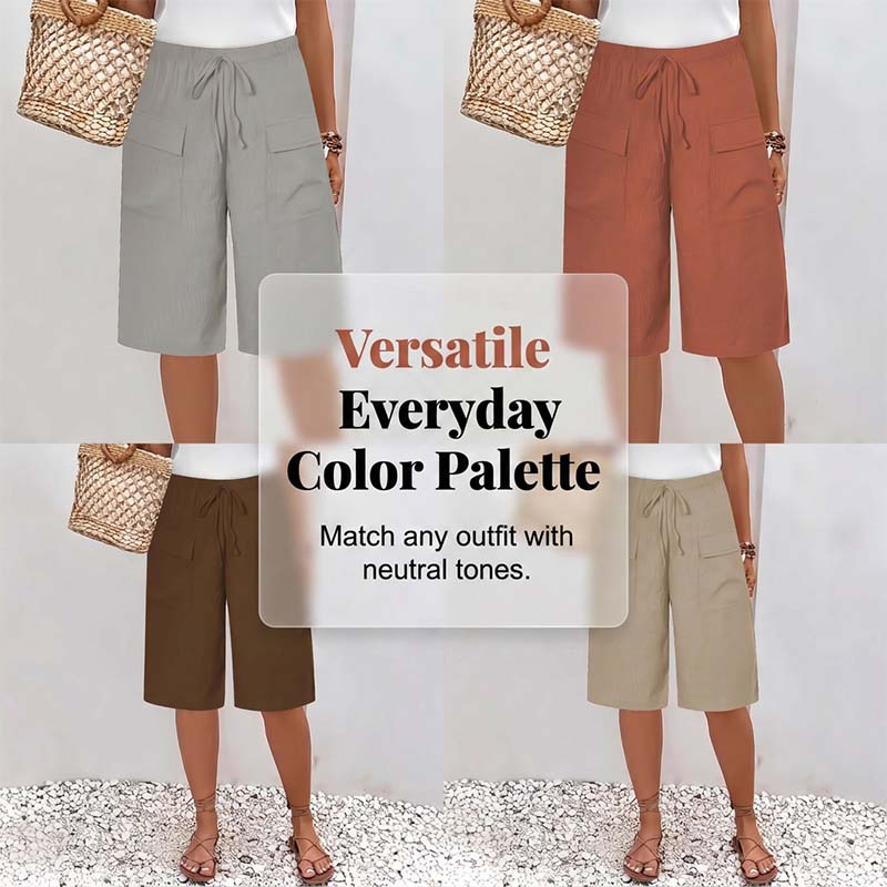 （S-4XL）Women's Casual Drawstring Capri Shorts