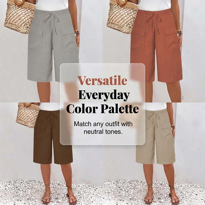 （S-4XL）Women's Casual Drawstring Capri Shorts