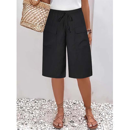 （S-4XL）Women's Casual Drawstring Capri Shorts