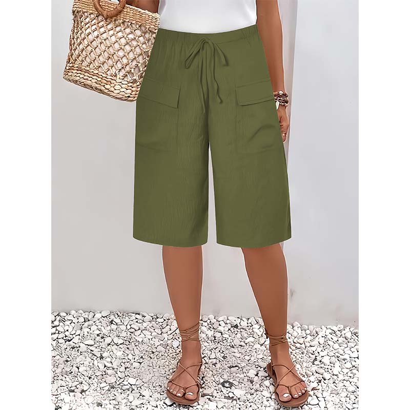 （S-4XL）Women's Casual Drawstring Capri Shorts