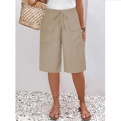 （S-4XL）Women's Casual Drawstring Capri Shorts