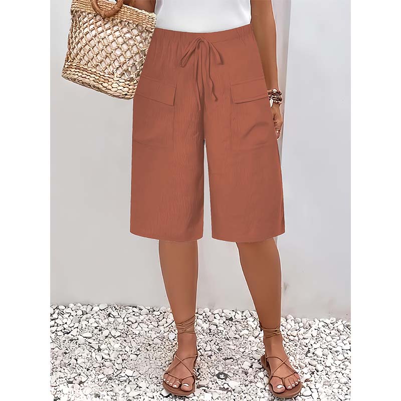 （S-4XL）Women's Casual Drawstring Capri Shorts