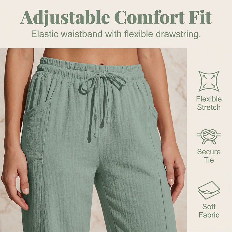 ⏰🔥LIMITED TIME 50% OFF! 👖 Women’s Solid-Color Pleated Cotton-Linen Cropped Pants – Lightweight, Breathable & Perfect for Casual Summer Outfits ✨🌿