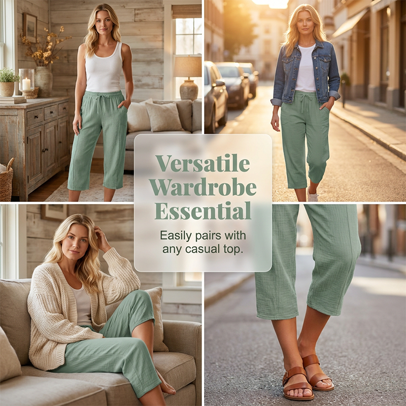 ⏰🔥LIMITED TIME 50% OFF! 👖 Women’s Solid-Color Pleated Cotton-Linen Cropped Pants – Lightweight, Breathable & Perfect for Casual Summer Outfits ✨🌿