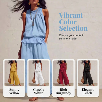 🔥2026 New Arrivals Special Offer-Women's Sleeveless Smocked Neck Top & Pants Set