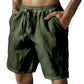 （S-3XL）🌿Men's Elastic Drawstring Solid Cotton Linen Shorts