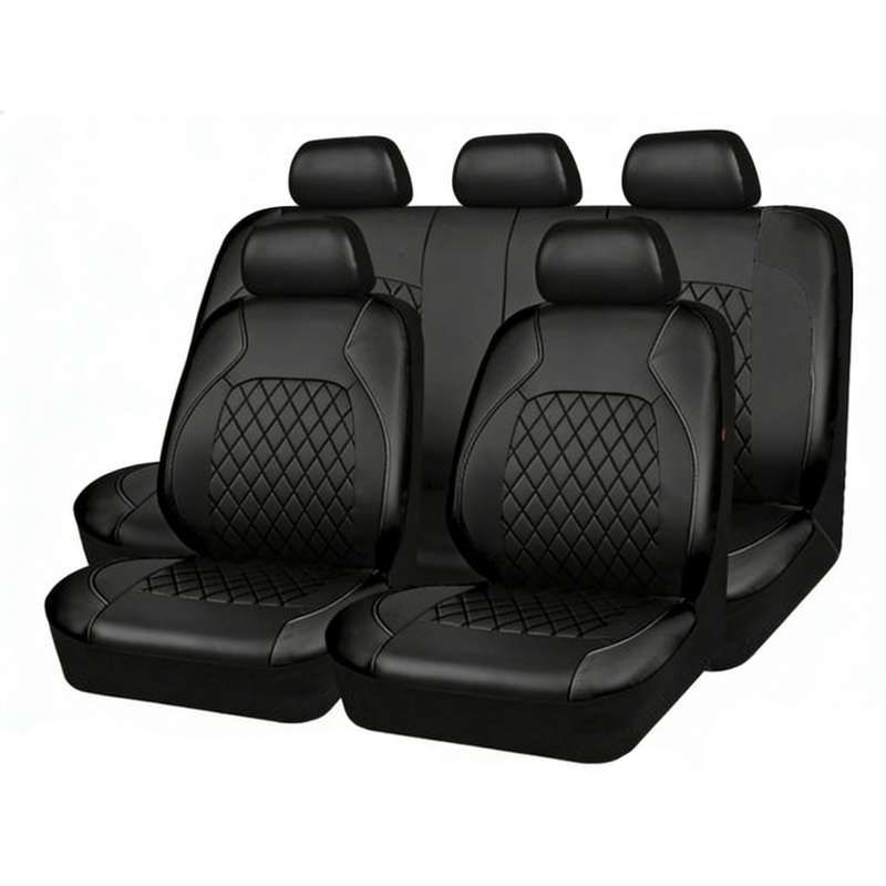 🔥Over 50,000 Sold 🚗 9-Piece Quilted Faux Leather Seat Covers – Car Interior Accessory ⏰