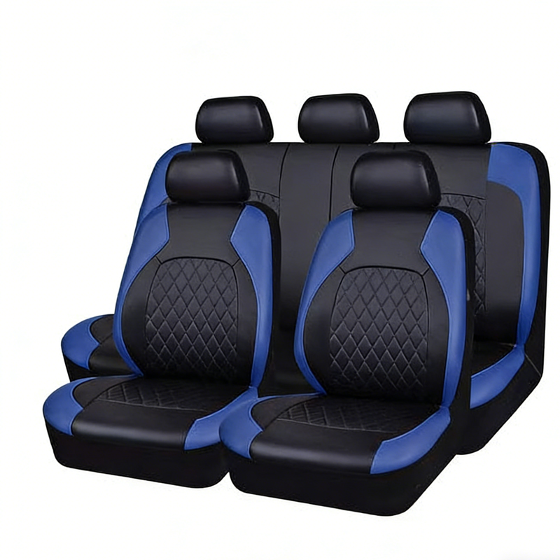 🔥Over 50,000 Sold 🚗 9-Piece Quilted Faux Leather Seat Covers – Car Interior Accessory ⏰