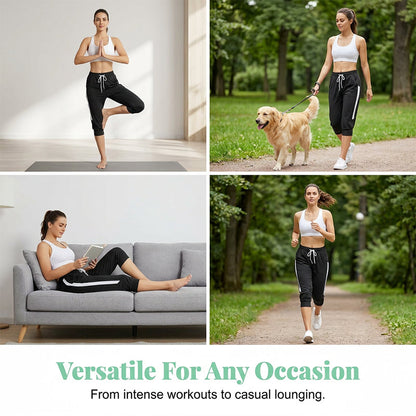 Women's Drawstring Capri Joggers with Pockets