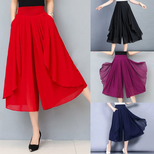 🍂Summer New Arrivals💃Women’s High Waist Cropped Chiffon Culottes