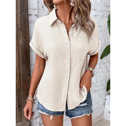 Women's Casual Short Sleeve Button-Down Shirt