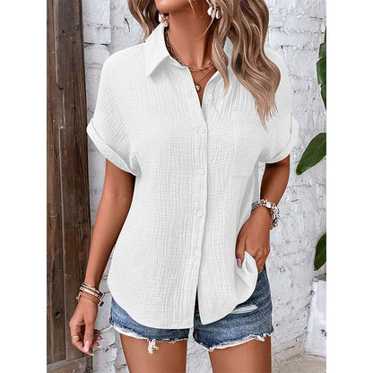 Women's Casual Short Sleeve Button-Down Shirt