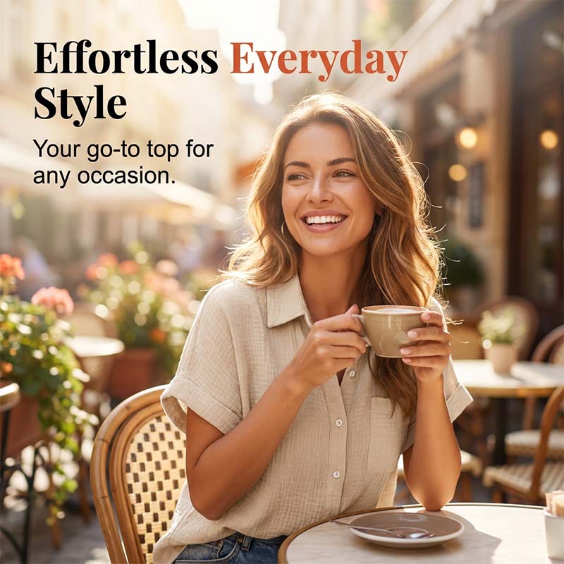 Women's Casual Short Sleeve Button-Down Shirt