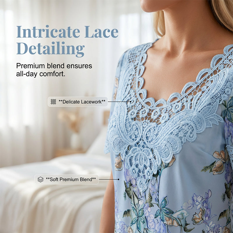 Women's Lace Trim Scoop Neck T-Shirt