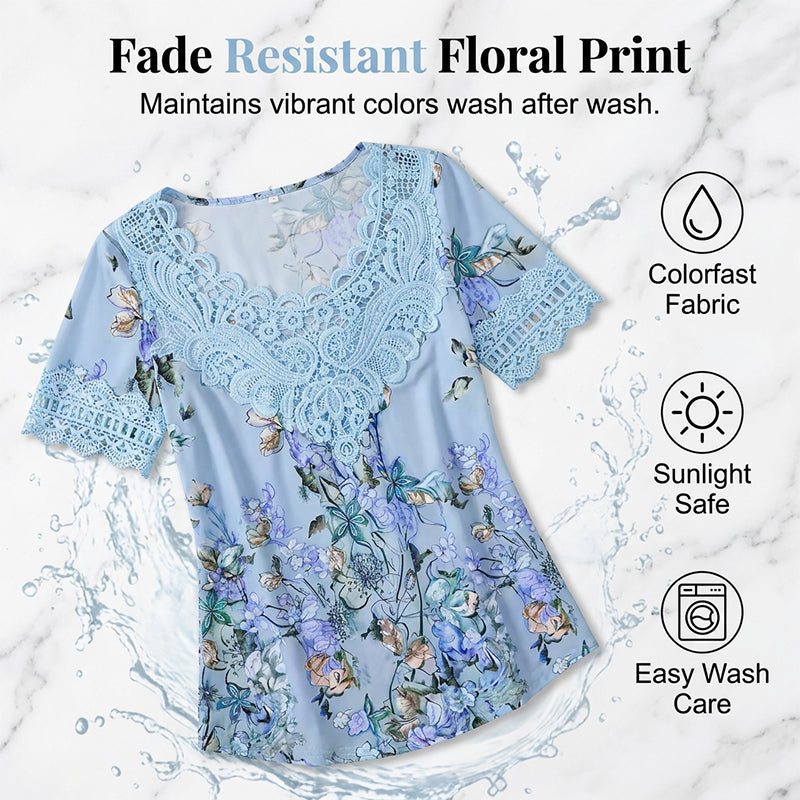 Women's Lace Trim Scoop Neck T-Shirt