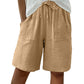 Women's Cotton Linen High-Waist Elastic Shorts
