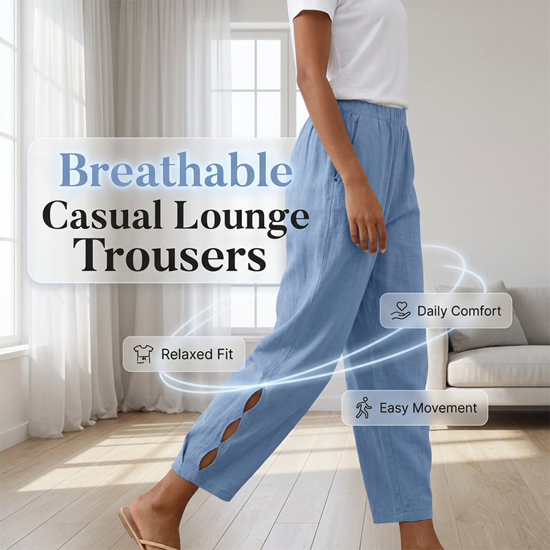 Women's Casual Elastic Waist Pants with Pockets