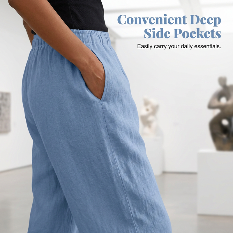 Women's Casual Elastic Waist Pants with Pockets