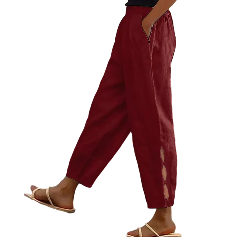 Women's Casual Elastic Waist Pants with Pockets