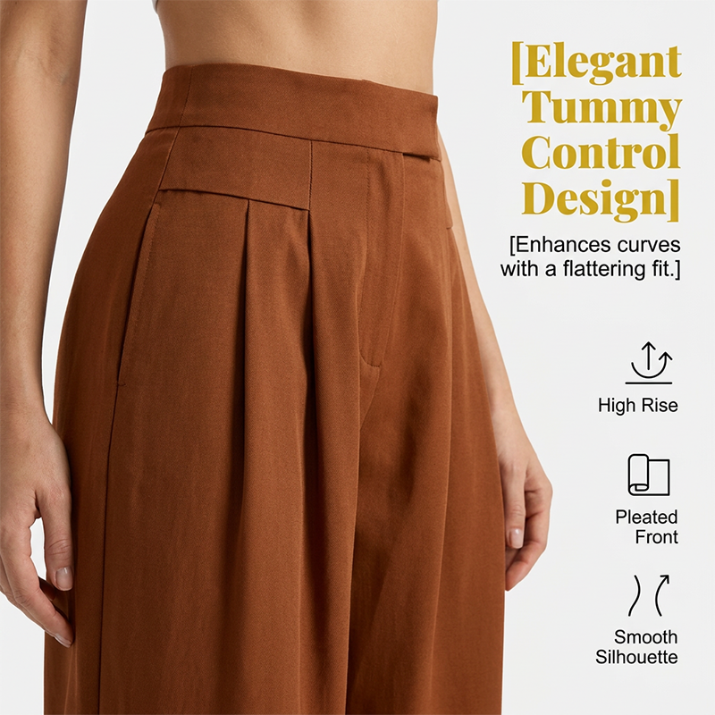 Women's High-Waist Pleated Wide-Leg Culottes