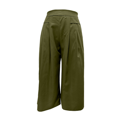 Women's High-Waist Pleated Wide-Leg Culottes