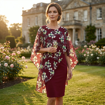 ⏳Time-Limited Special⏰Women's Elegant Floral Print Overlay & Dress Set
