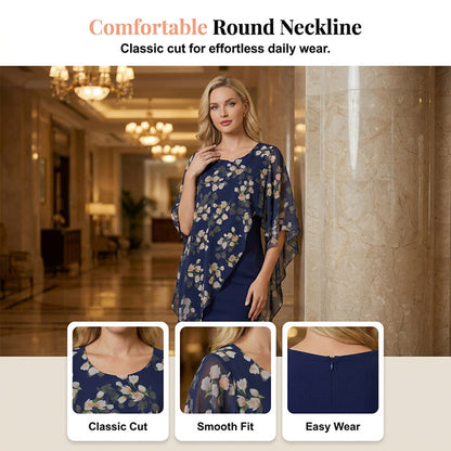 ⏳Time-Limited Special⏰Women's Elegant Floral Print Overlay & Dress Set