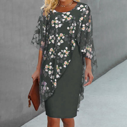 ⏳Time-Limited Special⏰Women's Elegant Floral Print Overlay & Dress Set