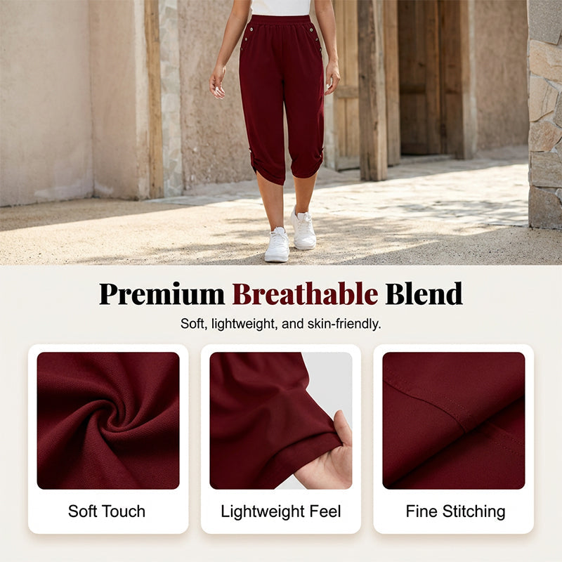 Women's Casual Elastic Waist Capri Pants