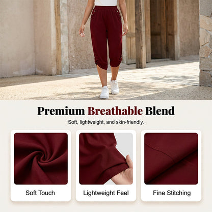 Women's Casual Elastic Waist Capri Pants